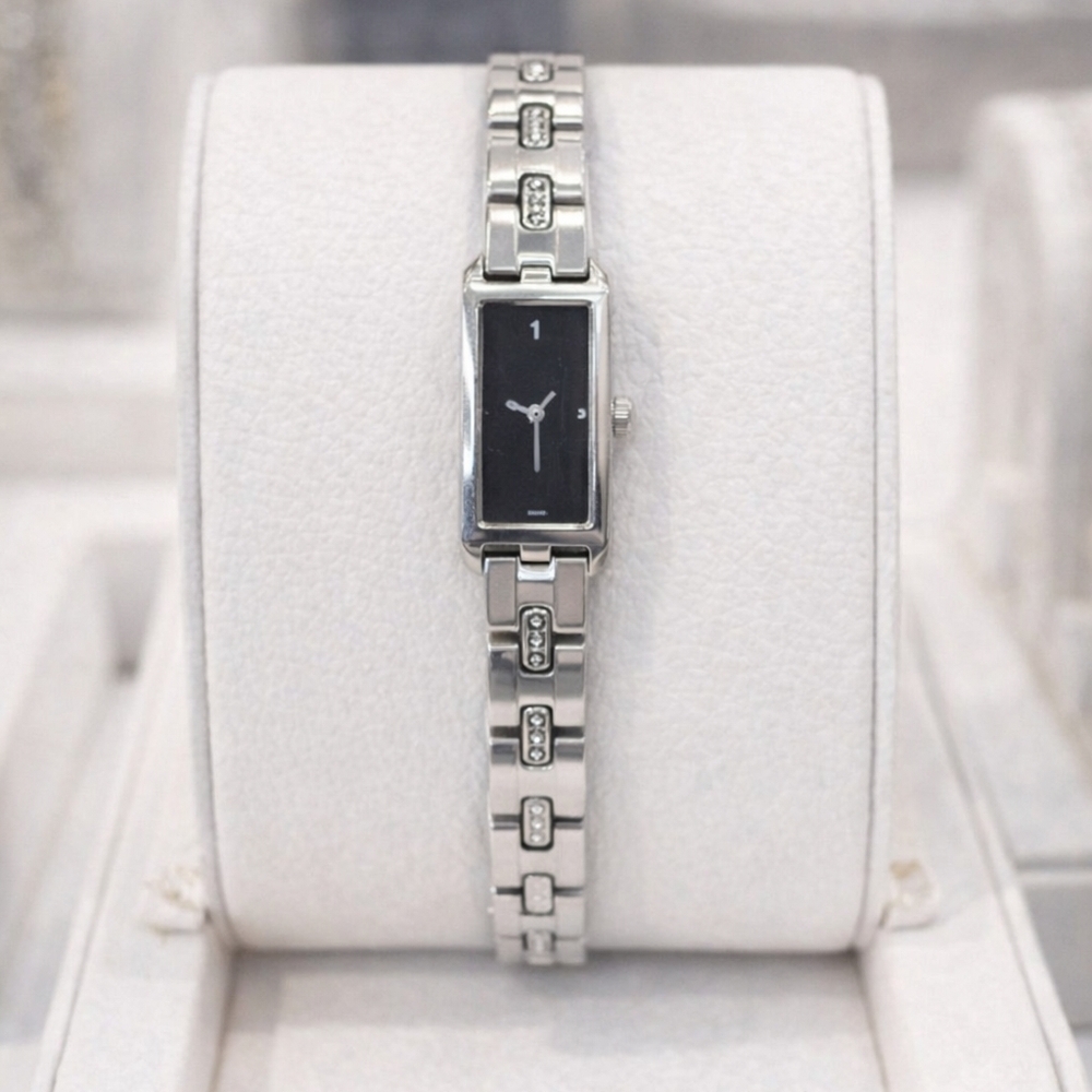DKNY Women's Silver Bracelet Watch With Rhinestone Accents